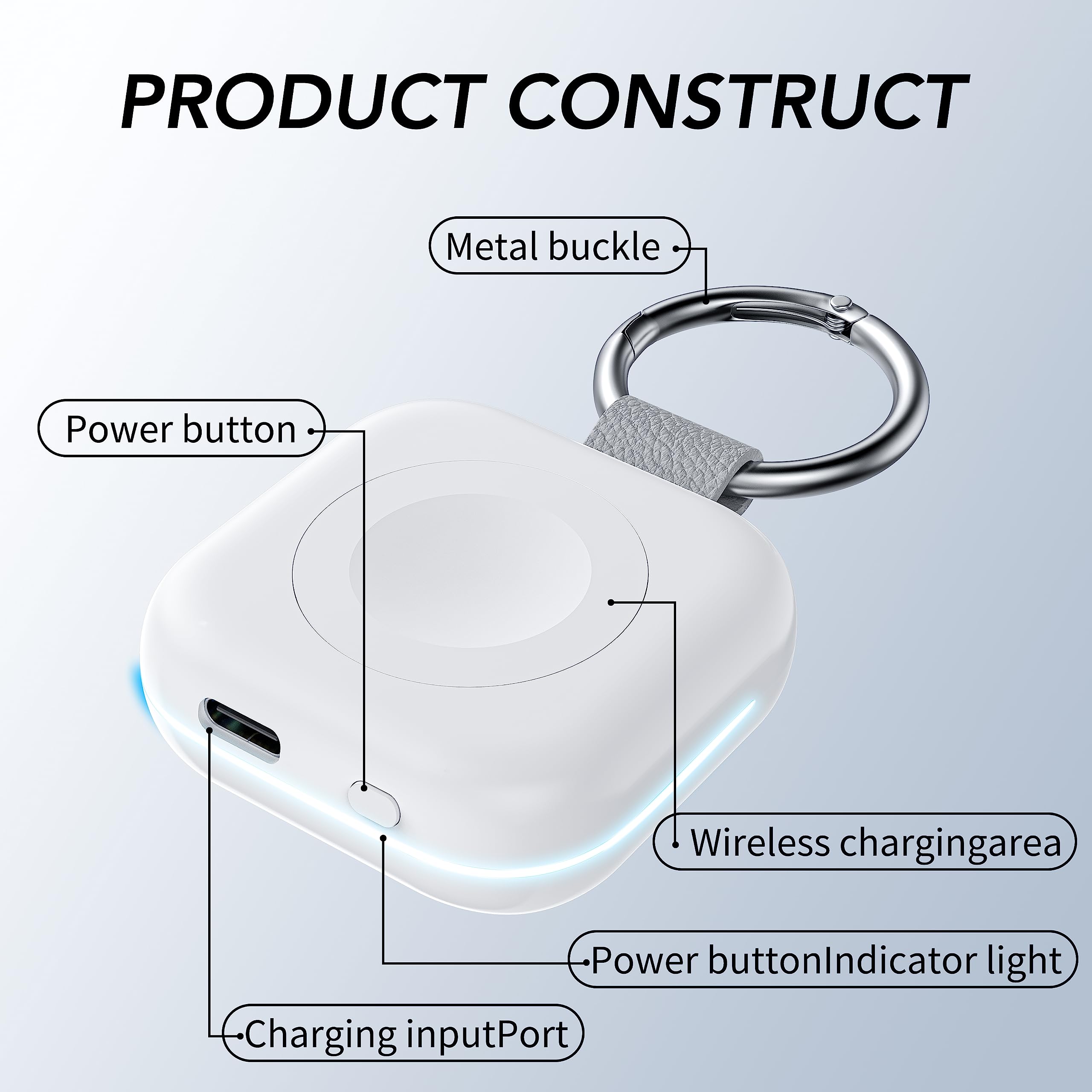 HUOTO Portable Charger for Apple Watch,Wireless Magnetic iWatch Charger 1200mAh Power Bank Travel Keychain Accessories Smart Chargers for Apple Watch Series 11/10/9/8/7/6/SE/5/4/3/2/1/UItra/UItra 2