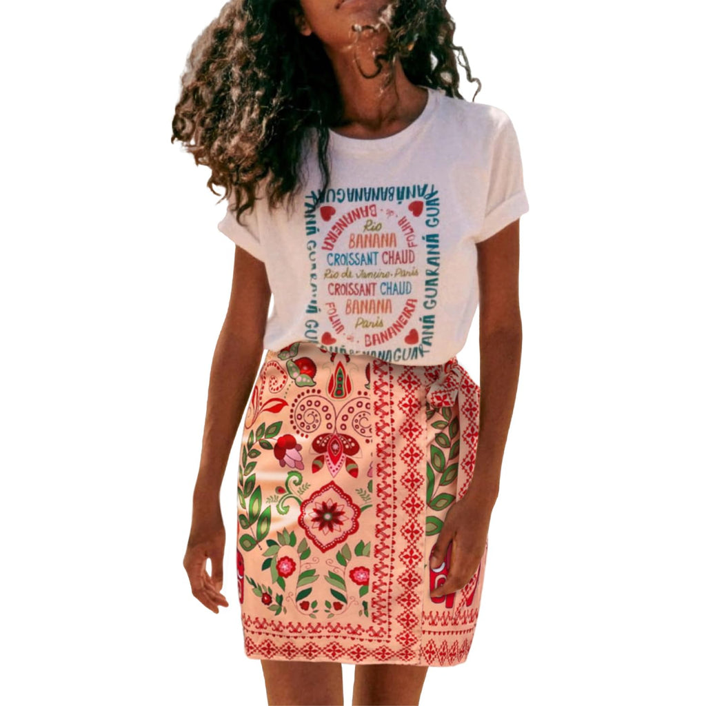 Womens Summer Floral Wrap Short Skirt Tie Side High Waist A Line Beach Vacation Boho Mini Skirt