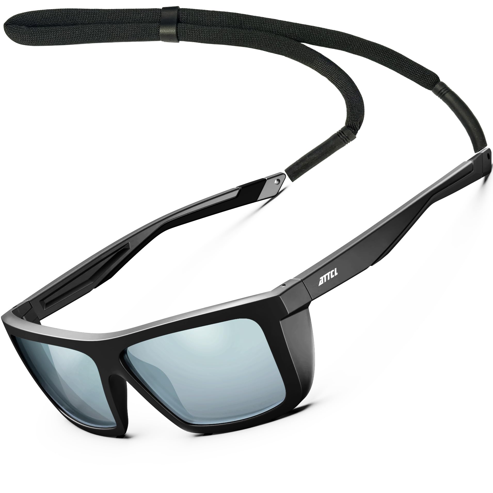 ATTCL Sports Polarized Sunglasses for Men: Secure Anti-Slip Lightweight TR90 Square Frame UV Protection for Driving Fishing