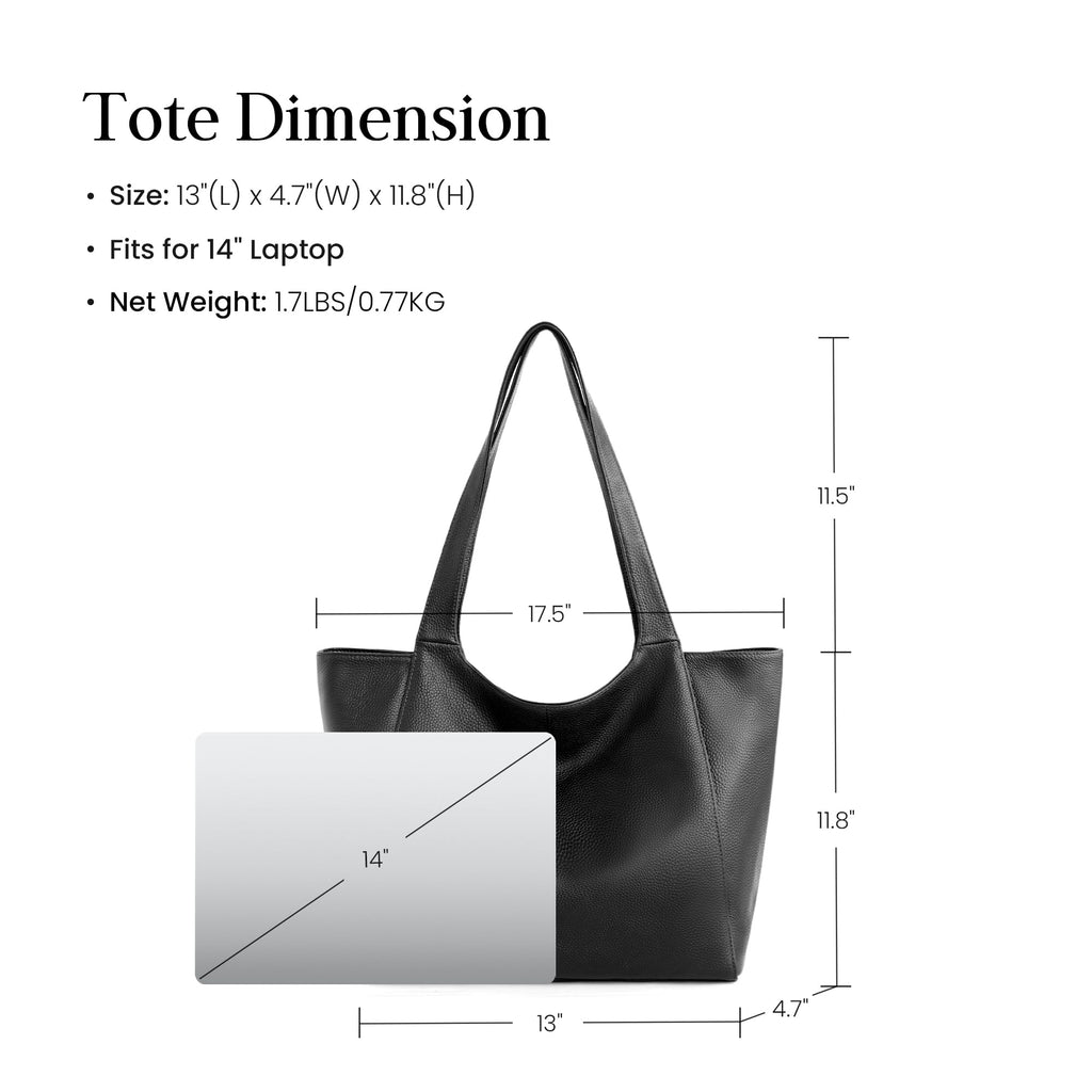 befen Soft Genuine Leather Tote Bag for Women Work with Zipper Slouchy Bags