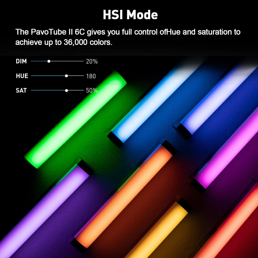NANLITE PavoTube II 6C LED RGB Tube, 2700K-7500K Ultra-Wide Color Temperature, 2.4GHz Wireless Control Portable Handheld Photography Lighting Stick