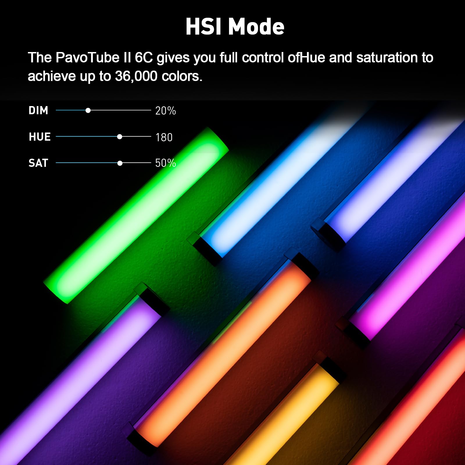 NANLITE PavoTube II 6C LED RGB Tube, 2700K-7500K Ultra-Wide Color Temperature, 2.4GHz Wireless Control Portable Handheld Photography Lighting Stick