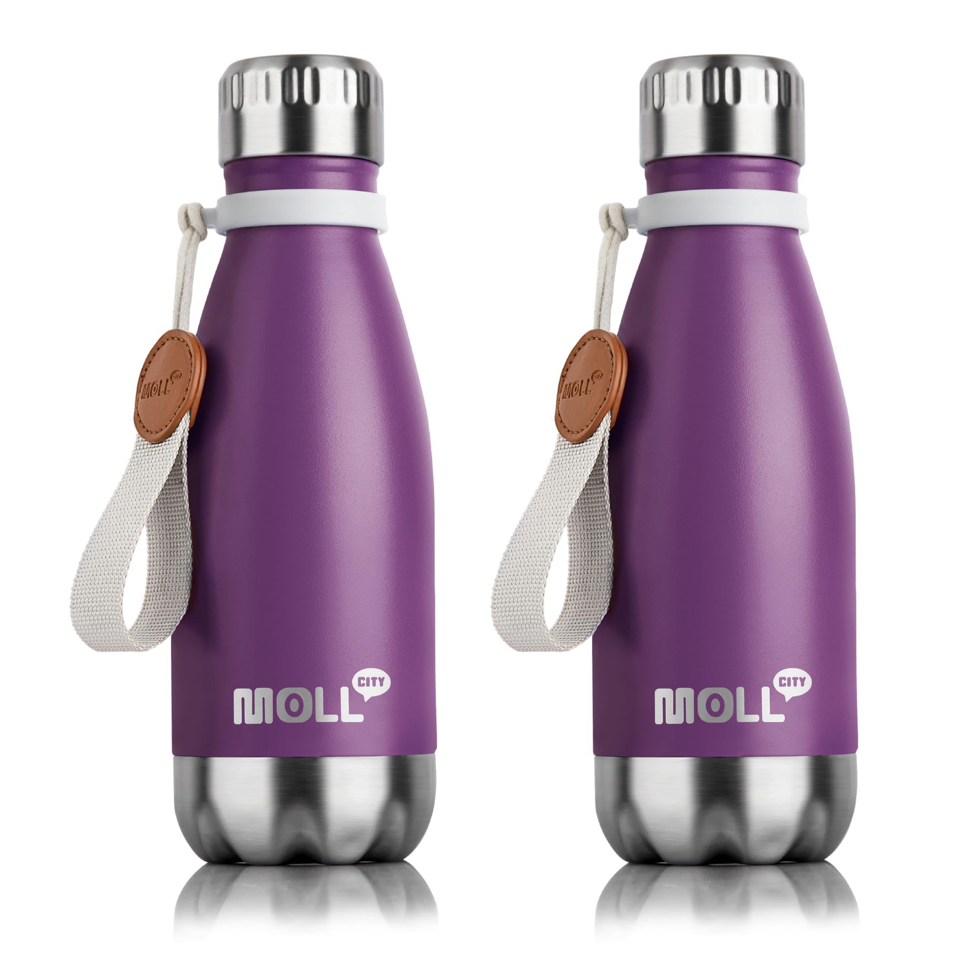 9 oz Water Bottle for Kids-Small Stainless Steel Water Bottle for School Vacuum Insulated Metal Leak Proof Cola Shape Water Flask for Boys Girls(Baby Blue)