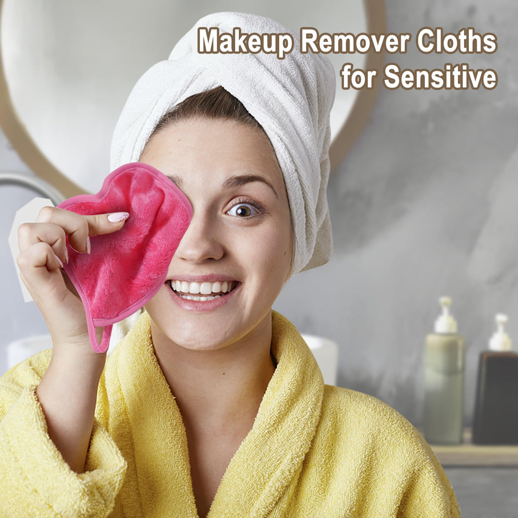 KODAMO Makeup Remover Cloth, Reusable Makeup Remover Pads Washable with Mesh Bag, Microfiber Makeup Removal Face Wash Cloths with Just Water, Gentle Soft, 12 Pack