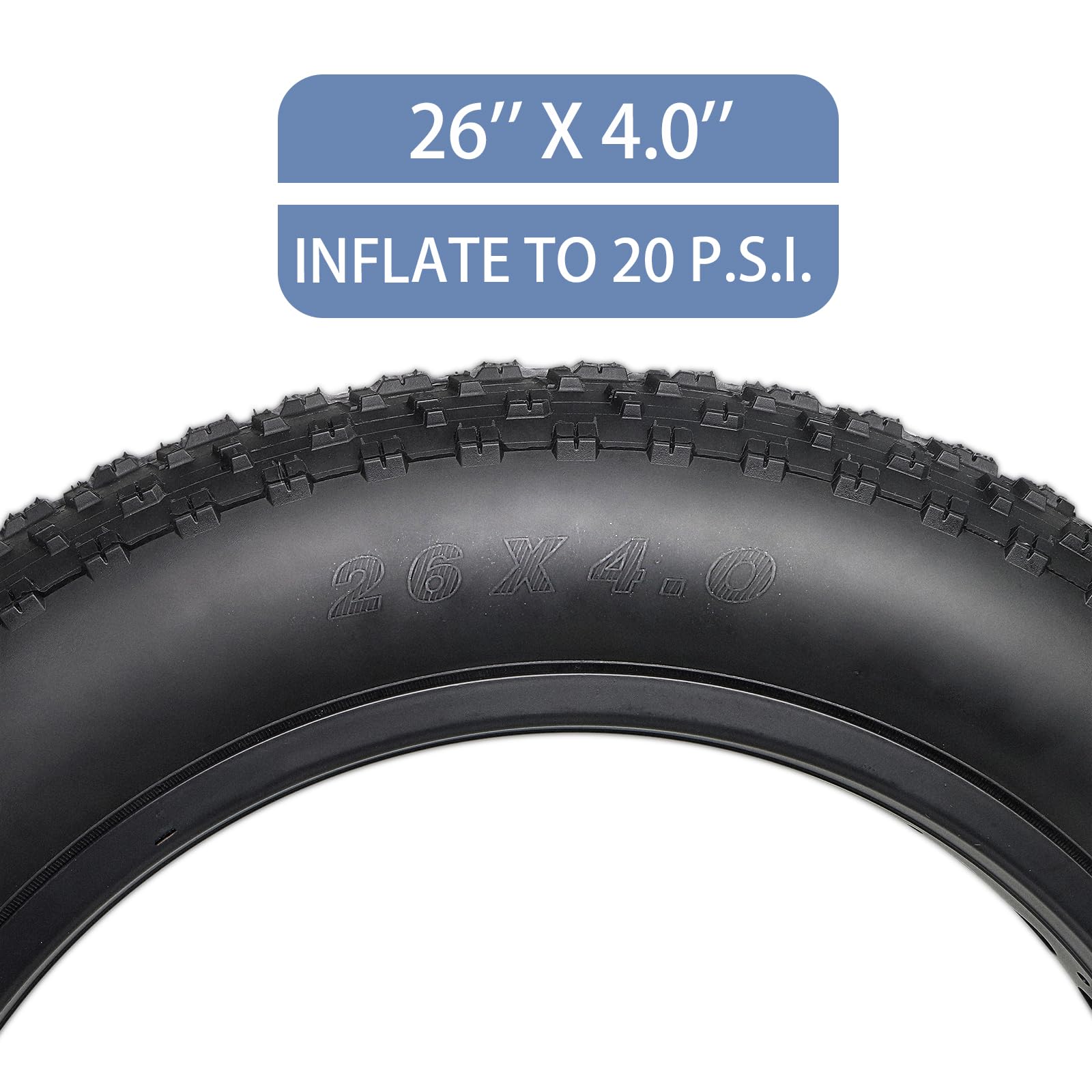 Hycline Fat Bike Replacement Tire: 20x4.0/26x4.0 Inch High-Performance Wear-Resistant Folding MTB Bicycle Tires, All-Terrain High-Density for Street or Trail Riding