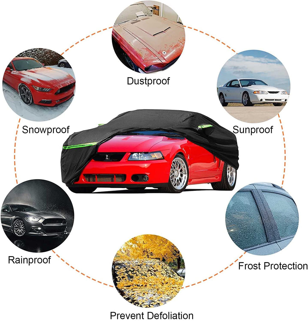 Waterproof Car Cover Replace for 1964-1978 Ford Mustang, 6 Layers All Weather Custom-Fit Mustang Full Car Covers with Zipper Door for Snow Rain Dust Hail Protection (1964-1978)