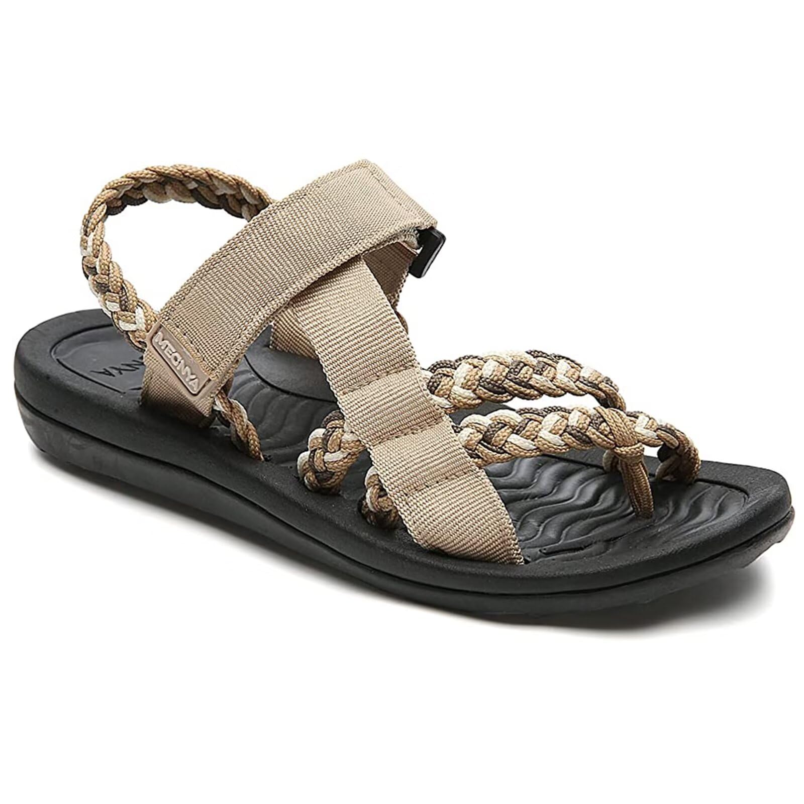 MEGNYA Hiking Sandals for Womens, Comfortable Walking Flip Flop Sandals with Arch Support, Athletic Sandals with Hook and Loop Straps for Beach Vacation Adventure