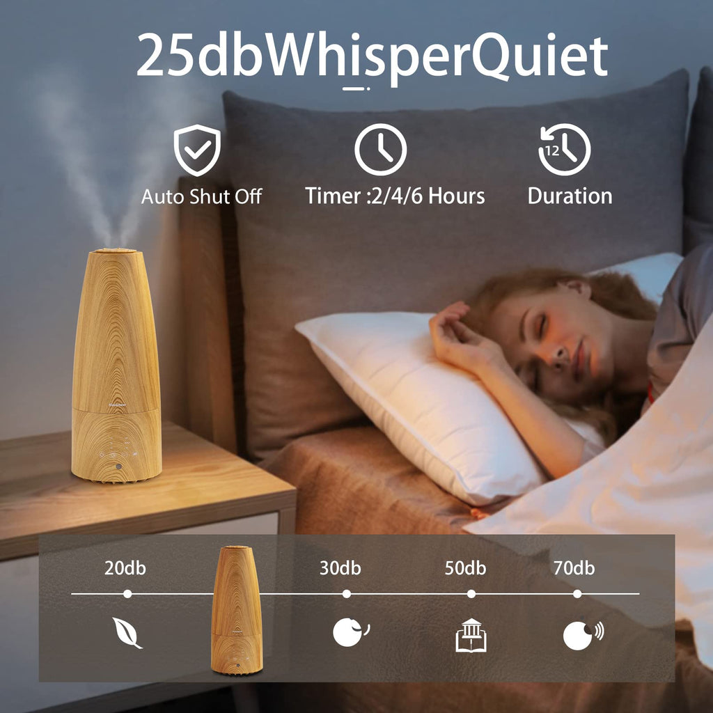 Warm and Cool Mist Humidifier for Home/Bedroom with Remote Control 2.3L Smart Air Humidifier for Desk/Office/Bedroom 25dB Whisper Quiet with Auto Shut off
