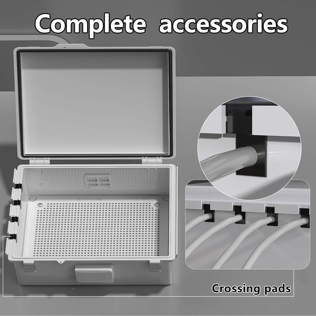 ABS Electrical Junction Box, Ventilated Design, Cable Grommets, IP65 Waterproof Enclosure, Indoor/Outdoor Use with Mounting Panel. (Clear Cover, 8.7"x6.7"x4.3")