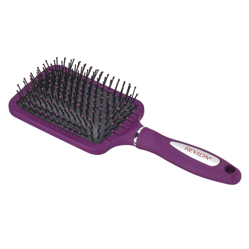 Revlon Straight & Smooth Soft Touch Paddle Hair Brush Set, Black + Berry