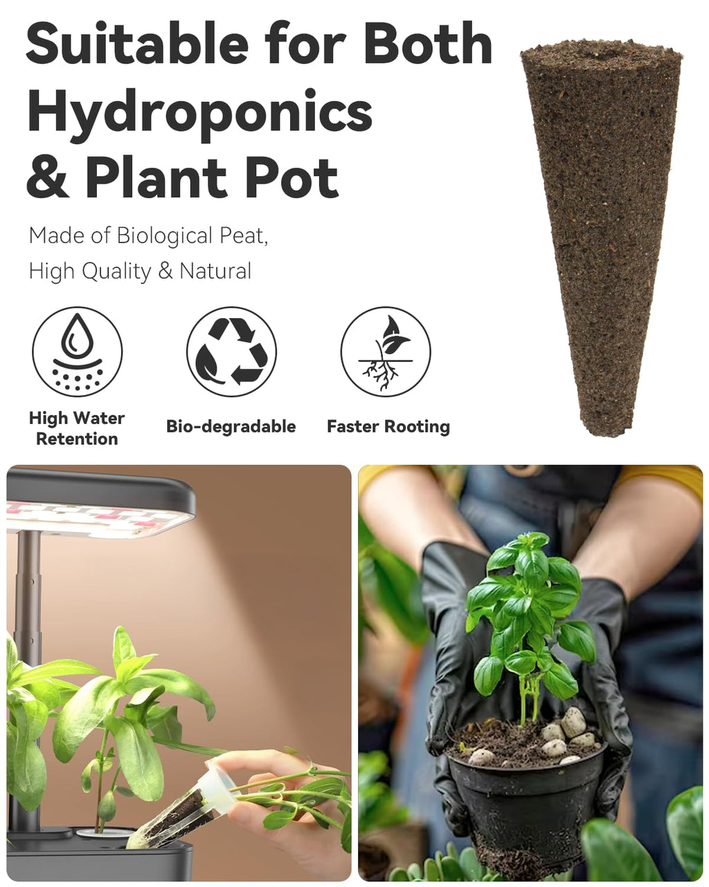 Hydroponics Seed Pod with Genovese Basil & Purple Basil, 8 Pods Complete Kit with Sponge, Basket, Dome, Label, Compatible with AeroGarden, Ahopegarden, GARDENCUBE, iDoo & MUFGA Indoor Smart Gardens