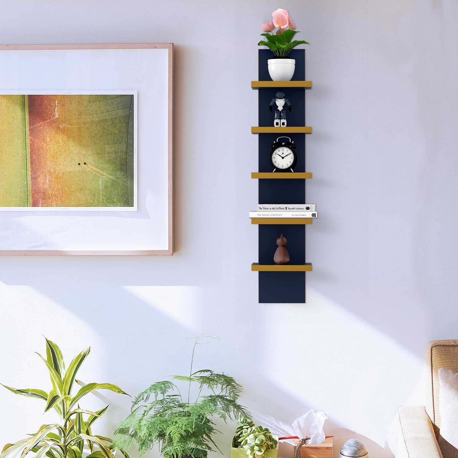 Homaterial Wall Shelves 4 Tier, Simple Vertical Corner Shelf for Room, Kitchen Wall Decor, Makeup Perfume Organizer,Decorative Shelving Unit, Black