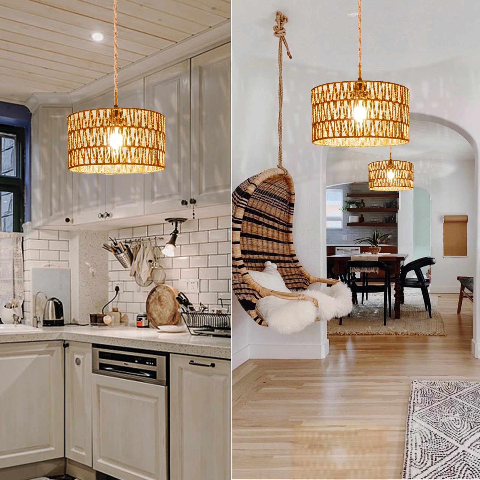 Maliralt Pendant Light Hanging Lights Fixture - Adjustable Hanging Lamps with Black Metal Diamond Shade for Kitchen Island, Dining Room Over Table, Breakfast Corner, Farmhouse Home Decor - 1 Pack