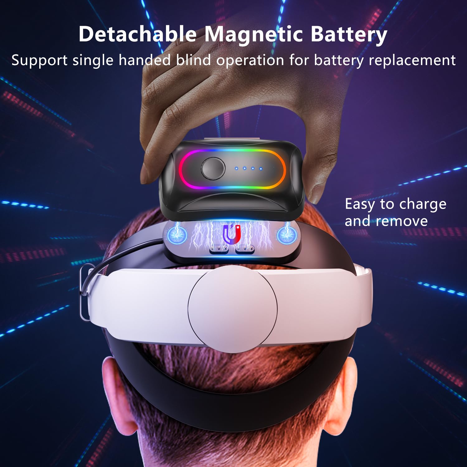 10000mAh Battery Head Strap for Meta Quest 3/3S - Elite Strap with Battery Pack Accessories Fast Charger to Extend Quest 3/3S 2-4H Playtime - VR Stocking Stuffers for Men - Mens Stocking Stuffers