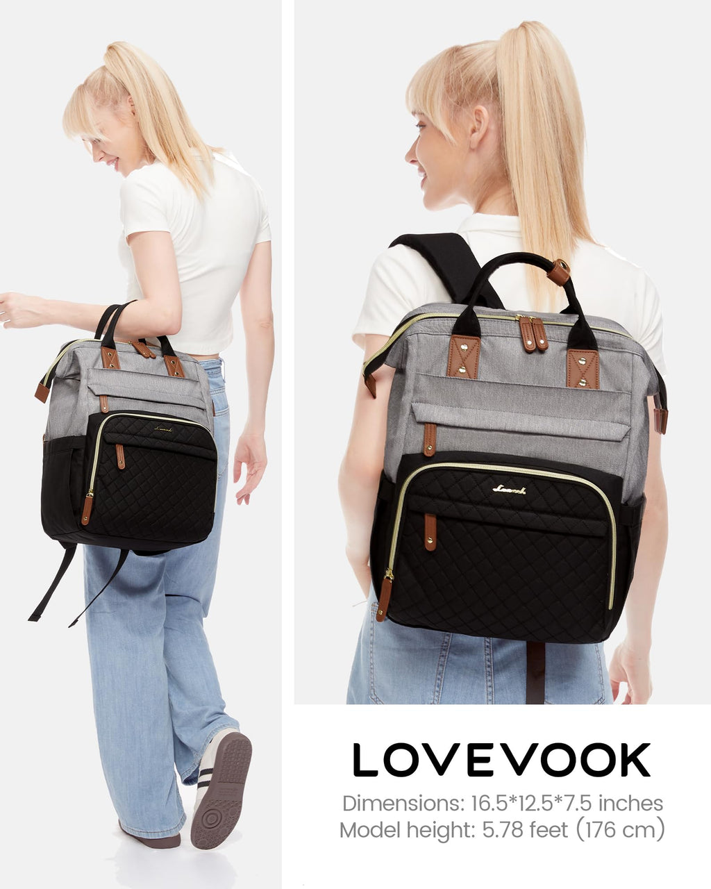 LOVEVOOK Laptop Backpack for Women, 15.6 inch Waterproof Nurse Bag Teacher Work Backpack Purse for Women, Travel Computer Backpack for College Office Business Ladies