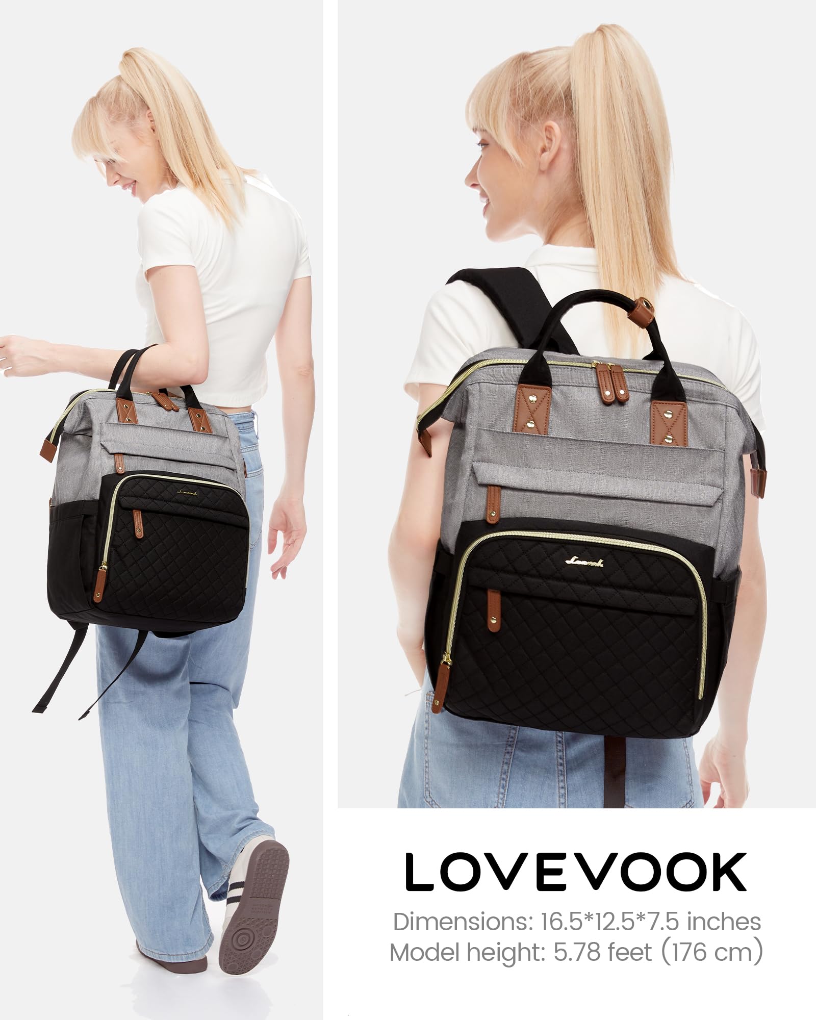 LOVEVOOK Laptop Backpack for Women, 15.6 inch Waterproof Nurse Bag Teacher Work Backpack Purse for Women, Travel Computer Backpack for College Office Business Ladies