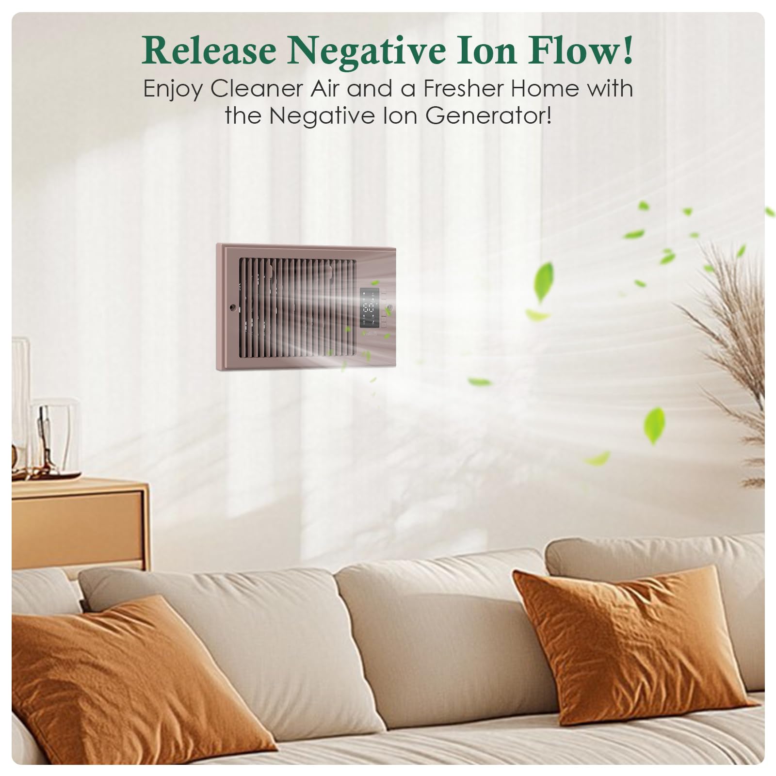 VallisCo Register Booster Fan 6" x 10" with Negative Ion, Manual Airflow Direction Control, Quiet 10-Speed Heating Cooling AC Vent Fan with Remote & Thermostat Control for Wall Floor, Bronze
