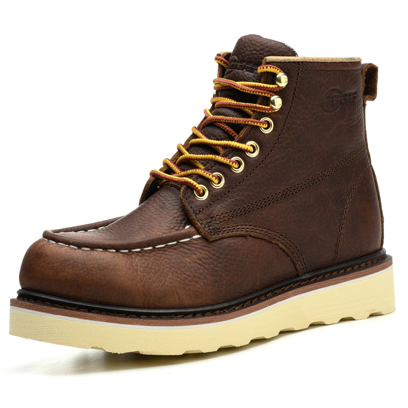 Work Boots for Men - 6 Inch Wedge Soft Toe Mens Work Boots, Waterproof Construction Work Shoes