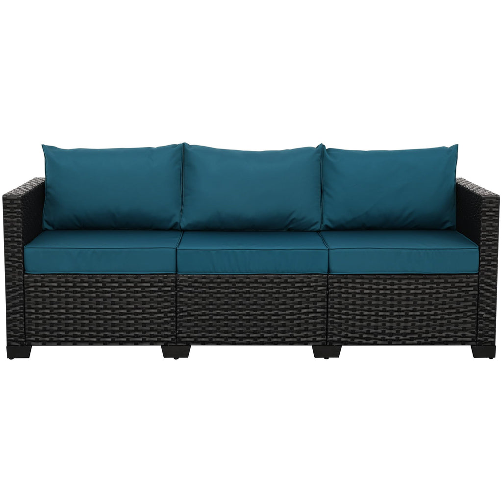 Rattaner Outdoor Furniture Outdoor Couch Patio Furniture 3-seat Sofa Deep Seat High Backrest with Waterproof Cover and Anti-Slip Cushions, Light Grey