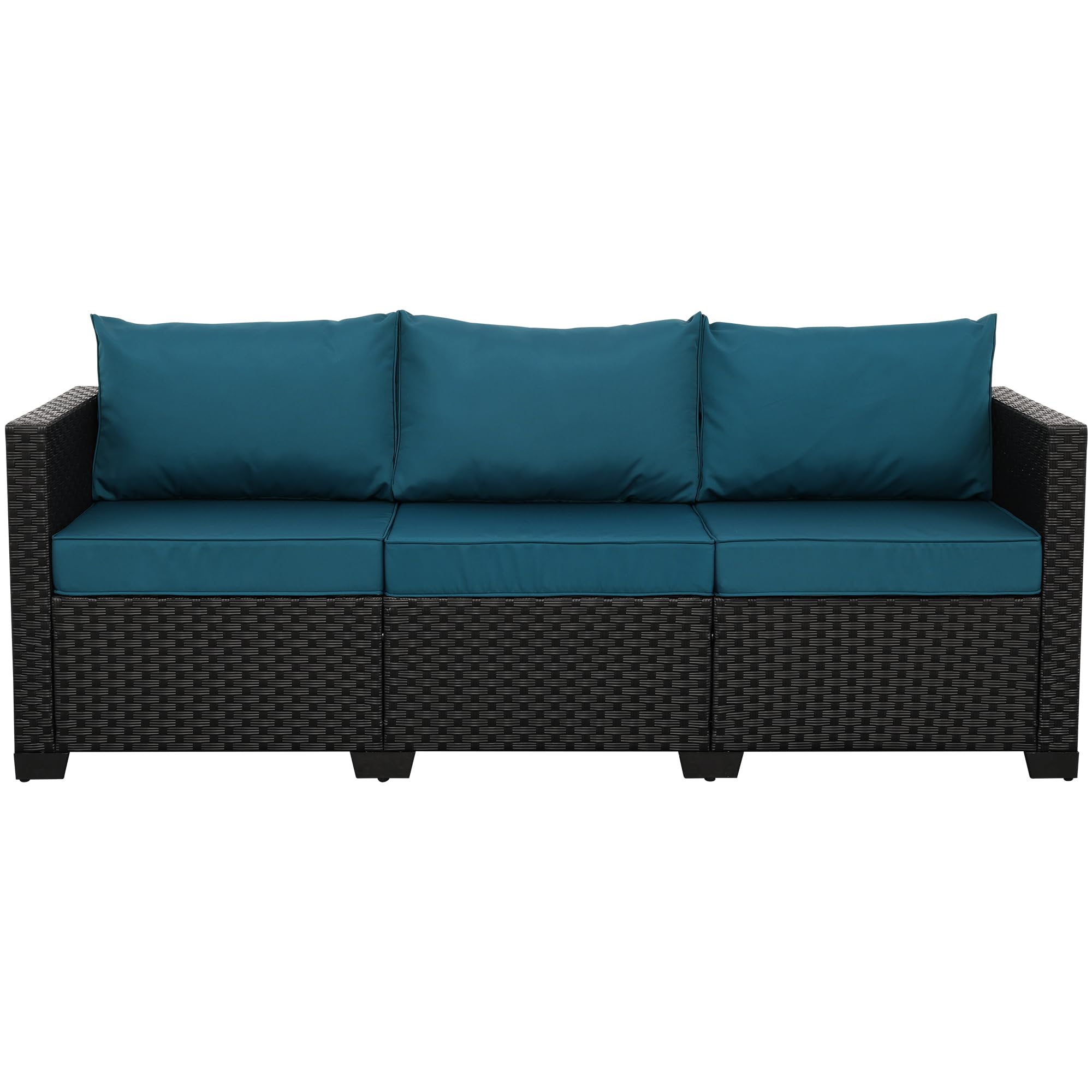 Rattaner Outdoor Furniture Outdoor Couch Patio Furniture 3-seat Sofa Deep Seat High Backrest with Waterproof Cover and Anti-Slip Cushions, Light Grey