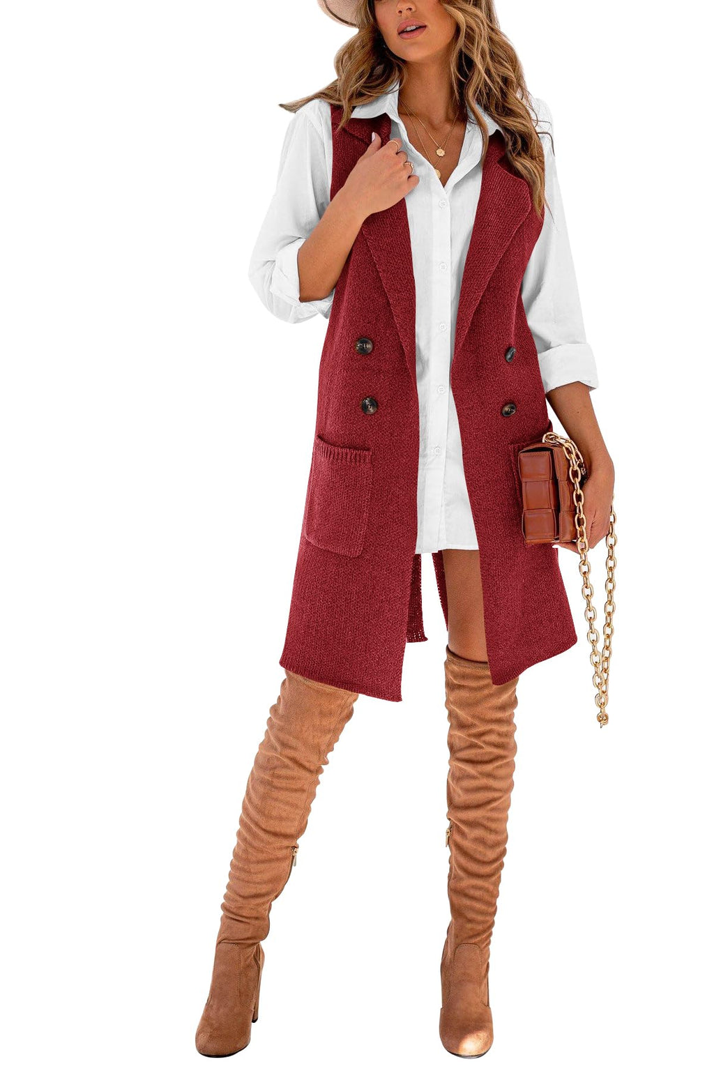 Danedvi Women Open Front Lapel Collar Cardigan Vest Button Down Long Sweaters Cardigan Solid Outerwear Coats