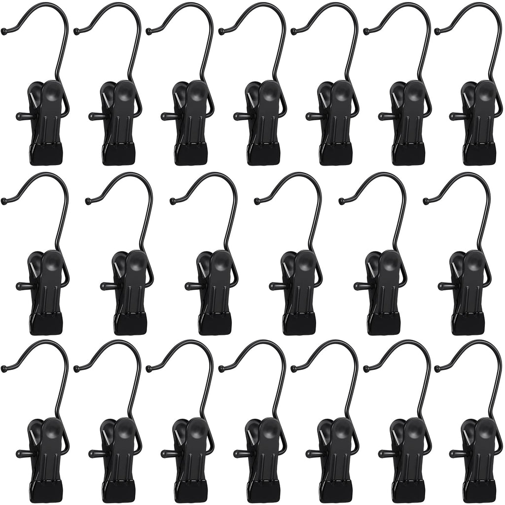Hotop 20 Pieces Boot Hanger Clips for Closet, Laundry Hanging Hooks Heavy Duty Clips Boot Holder Portable Single Hooks Space Saving for Pants Jeans Clothes Hats Tall Towels (Black)