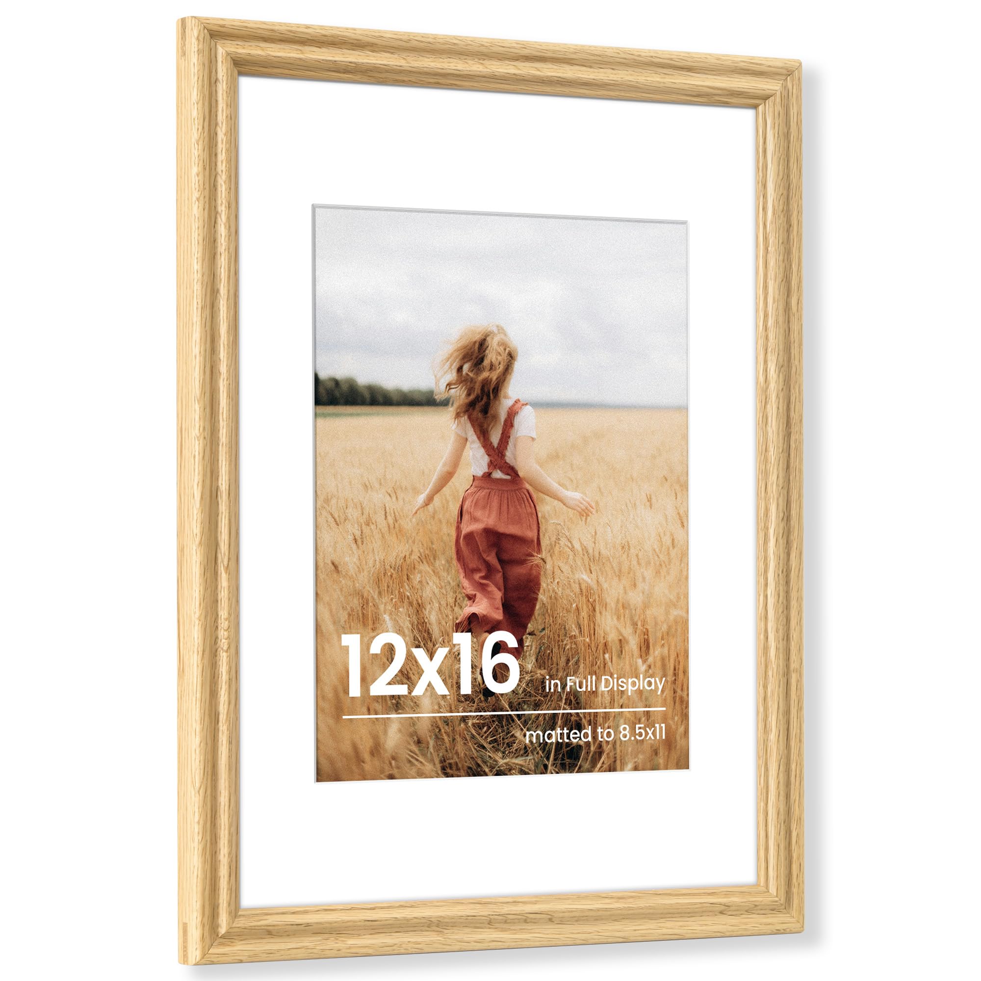 Fun Memories 5x7 Picture Frame with Mat for 4x6 Photo, Solid Elm Wood & Tempered Glass, Rustic Wall & Tabletop Display Frame, Grey, 1 Pack