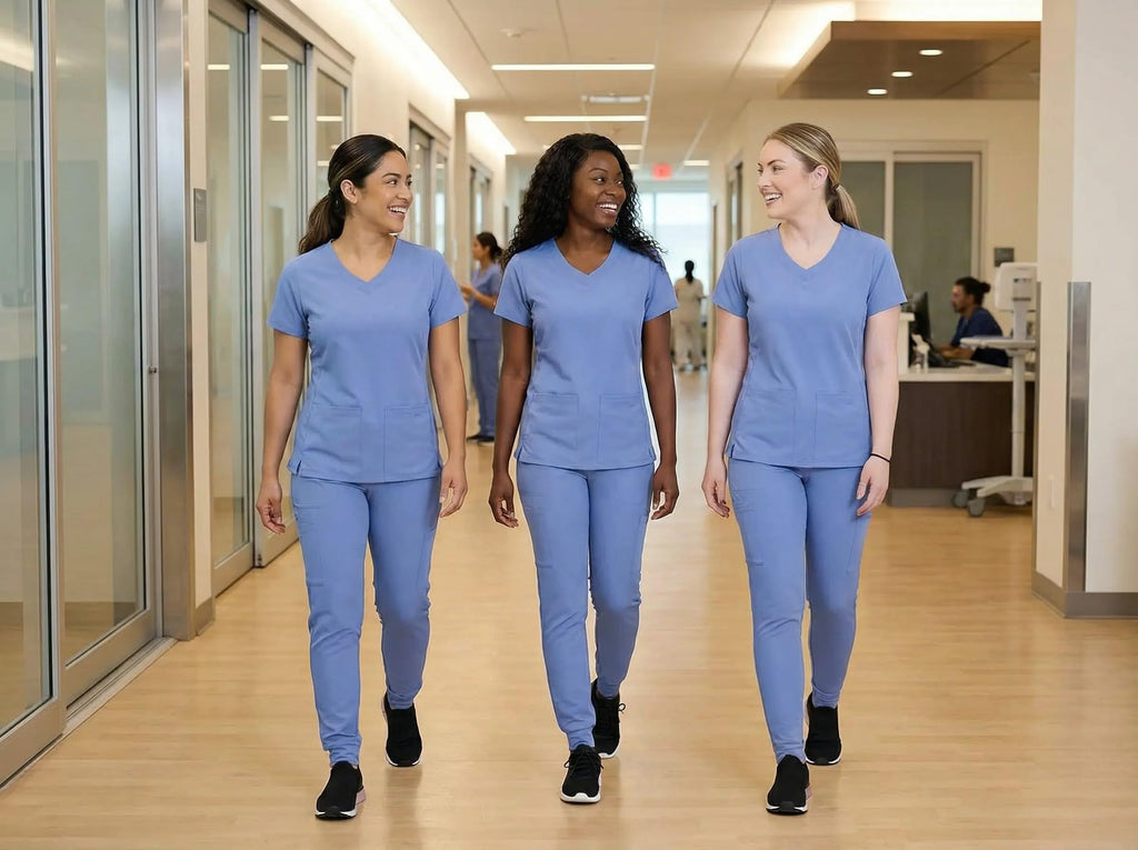 ANGIE UNIFORMS YOGAFLEX Jogger Scrubs for Women Set. Soft & Stretchy. Side Spandex 2 Pockets Top with Yoga Waist Joggers