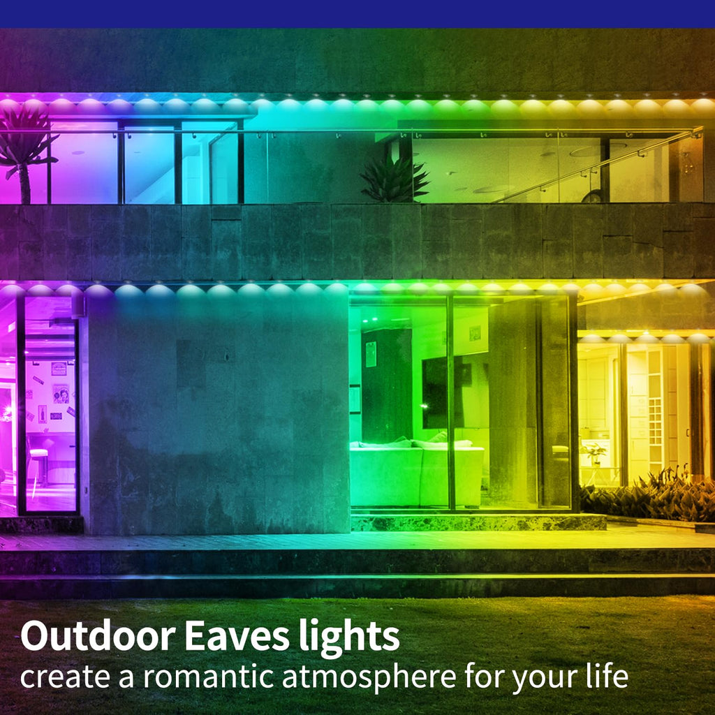 Yocrostar Permanent Outdoor Light,60ft RGB Eave Lights with App Control Remote,IP67 Waterproof LED Lights,Music Sync Outside Light for House,Halloween,Roof,Garden,Christmas Decorations