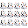 TORCHSTAR 12-Pack 5CCT 3 Inch Gimbal LED Recessed Light, 7W CRI90+ Dimmable Adjustable Eyeball Canless LED Downlight, 2700K/3000K/3500K/4000K/5000K Selectable, Airtight IC, ETL