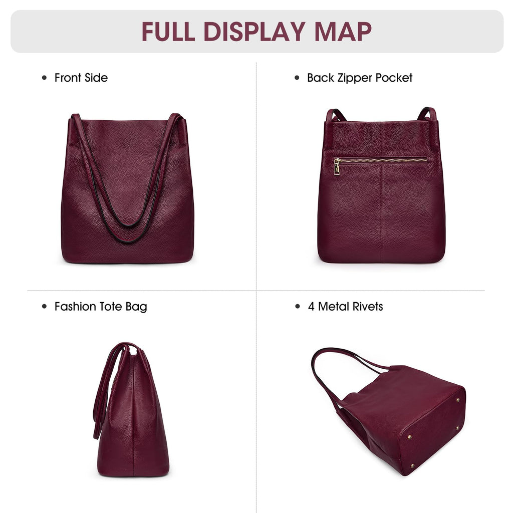 Kattee Women Soft Genuine Leather Totes Shoulder Bag Purses and Handbags with Top Magnetic Snap Closure