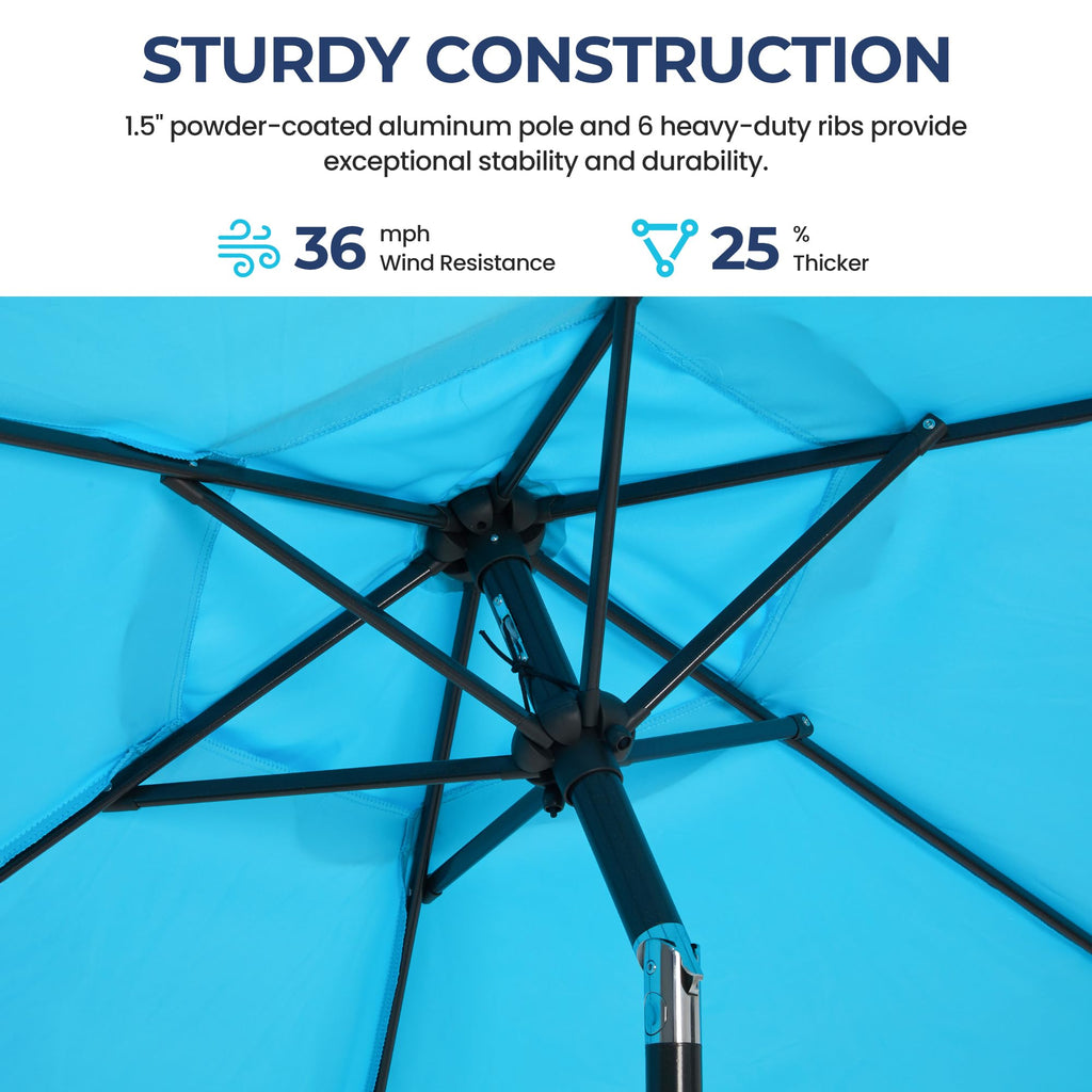 SUNVIVI OUTDOOR Outdoor Patio Umbrella, Patio Umbrella, Market Umbrella, Large Outdoor Umbrella, Metal Pole Umbrella with Push Button Tilt and Crank, Polyester Canopy