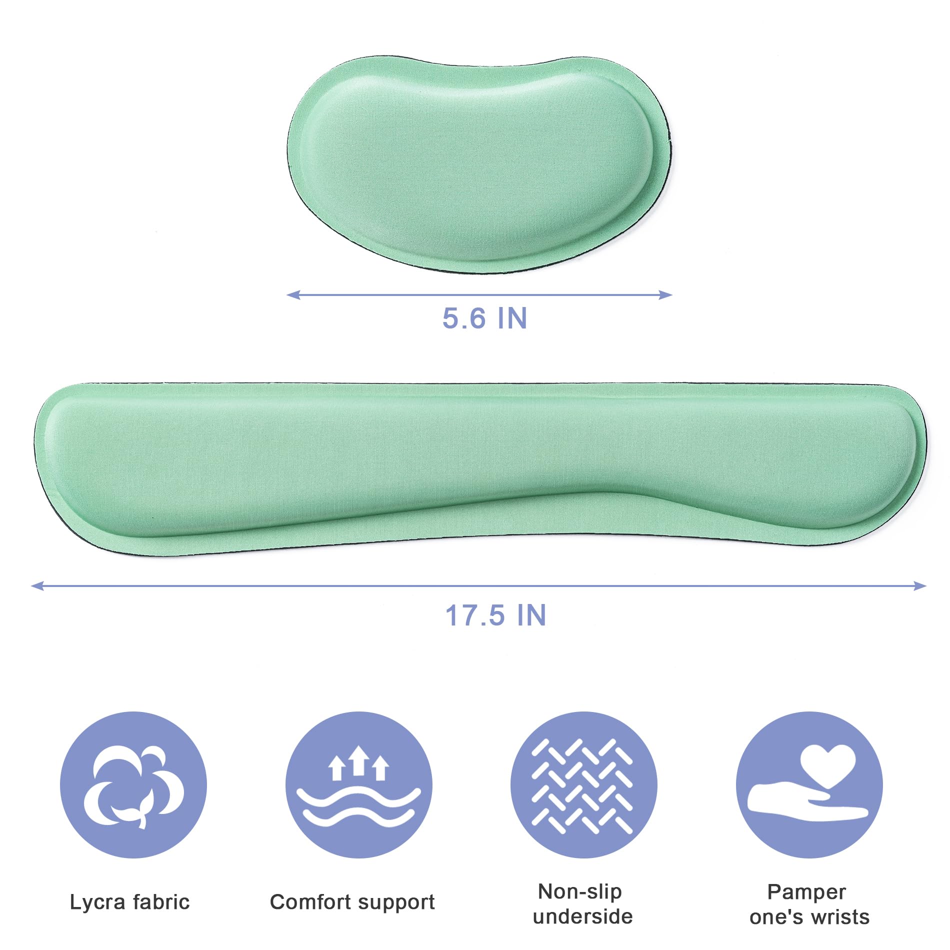 Hoewina Keyboard Wrist Rest,Ergonomic Wrist Rest,Superfine Fabric and Gel Memory Foam Wrist Pad for Computer Keyboard for Easy Typing & Pain Relief, Suitable for Office, Family, Outdoor, Bean Green