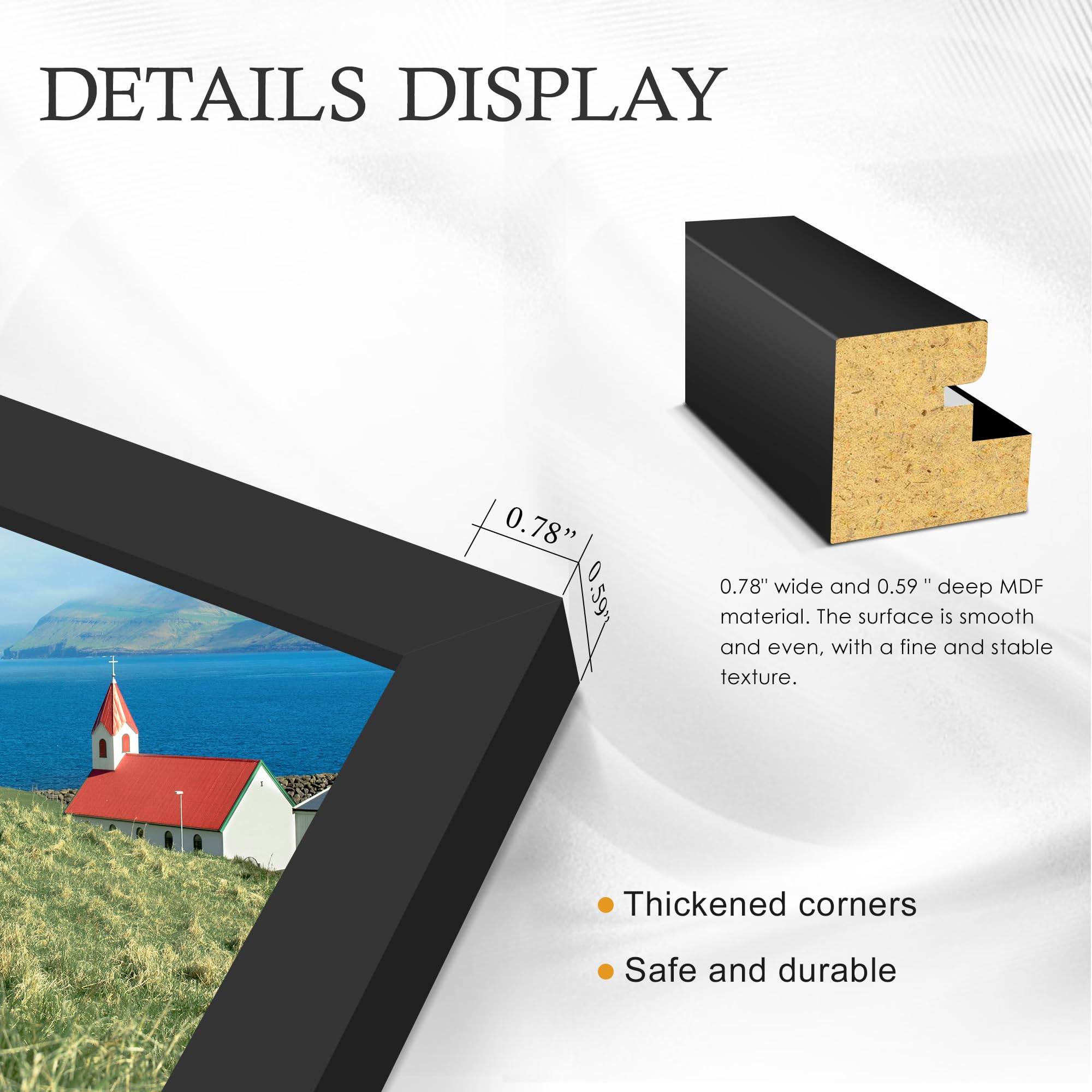 16x24 Black Frame 2 Pack, Engineered Wood for 24 x 16 in Poster | Horizontal or Vertical Wall Mounting, 24x16 Poster Frames for Gallery, Office, and Home Decor