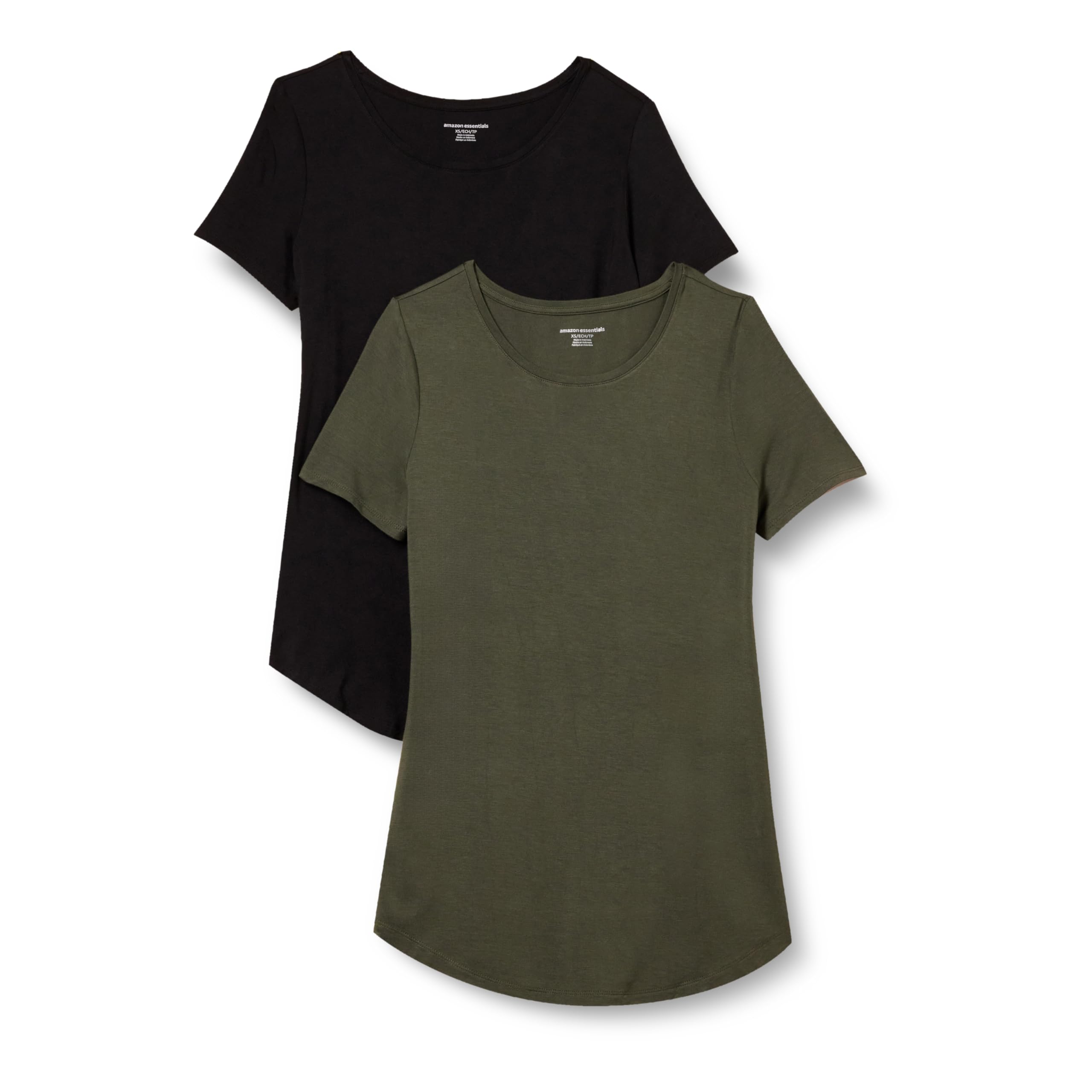 Amazon Essentials Women's Short-Sleeve Scoopneck Tunic Tops, Pack of 2