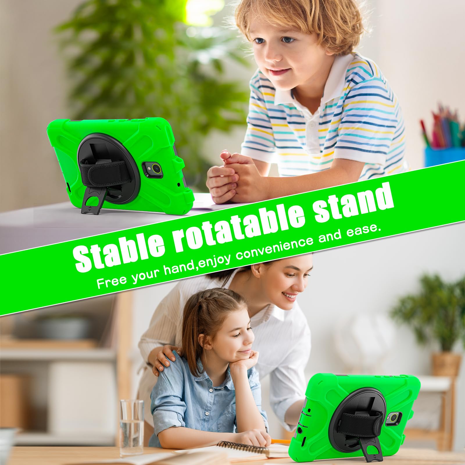 Samsung Galaxy Tab Active5/Active 3 8.0 Case, with 360 Stand, Handle Hand Strap & Shoulder Strap for Galaxy Tab Active5 8" 2024 X300/X307, Active3 8" 2020 T570/T575/T577 (Black)