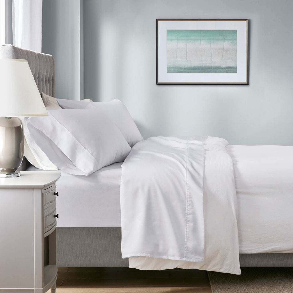 Beautyrest 1000 Thread Count, Solid Color Sheet Set, Elastic Deep Pocket, All Season, Breathable, HeiQ Smart Temperature, Soft Cotton Blend Bedding, Matching Pillowcase, King Ivory 4 Piece