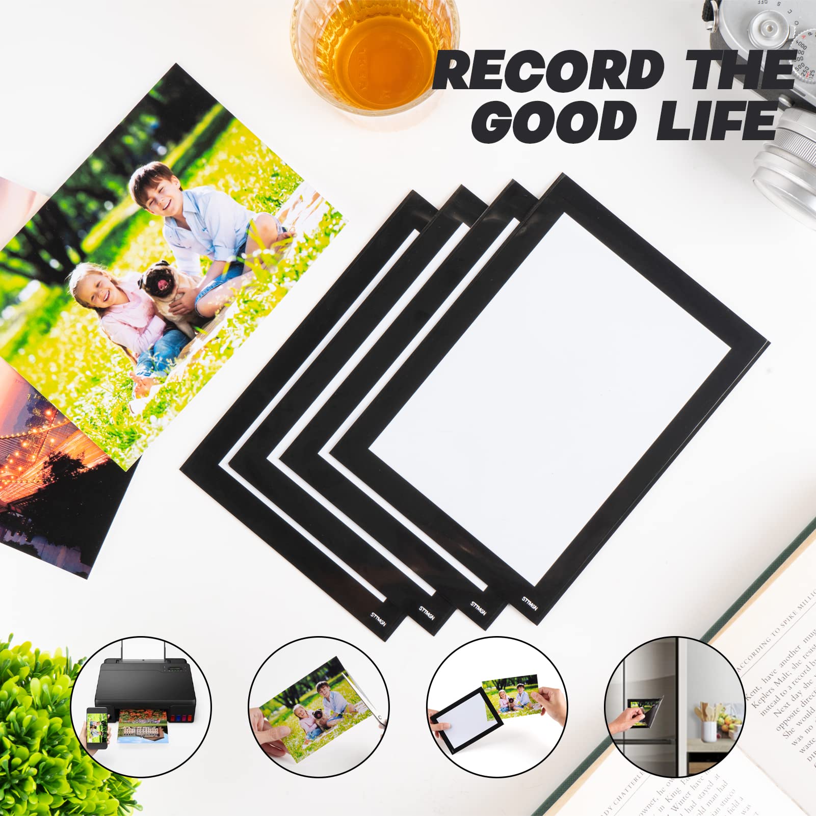 STTMGN Magnetic Picture Frames with Black Border(2.5"X3.5",12 Pack),Mini Wallet Size Magnet Photo Sleeves Pockets/Holder,Decorations for Home/Office/School/Classroom/Party