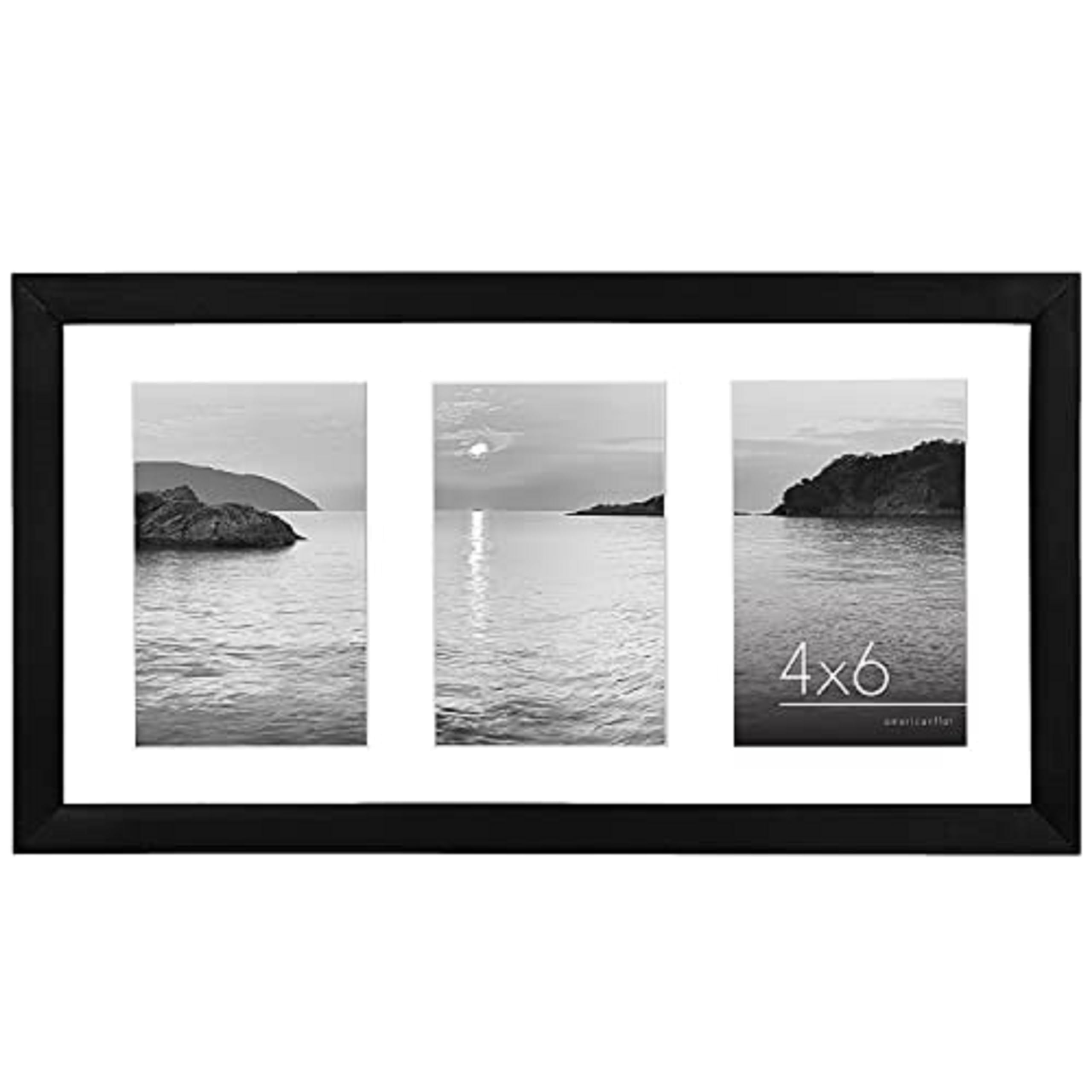 Americanflat 4x6 Double Picture Frame with Shatter-Resistant Glass - Fits Two 4x6 Photos or use as One 6x14 Frame - Signature Collection - Collage Frames for Tabletop and Wall Display - Black