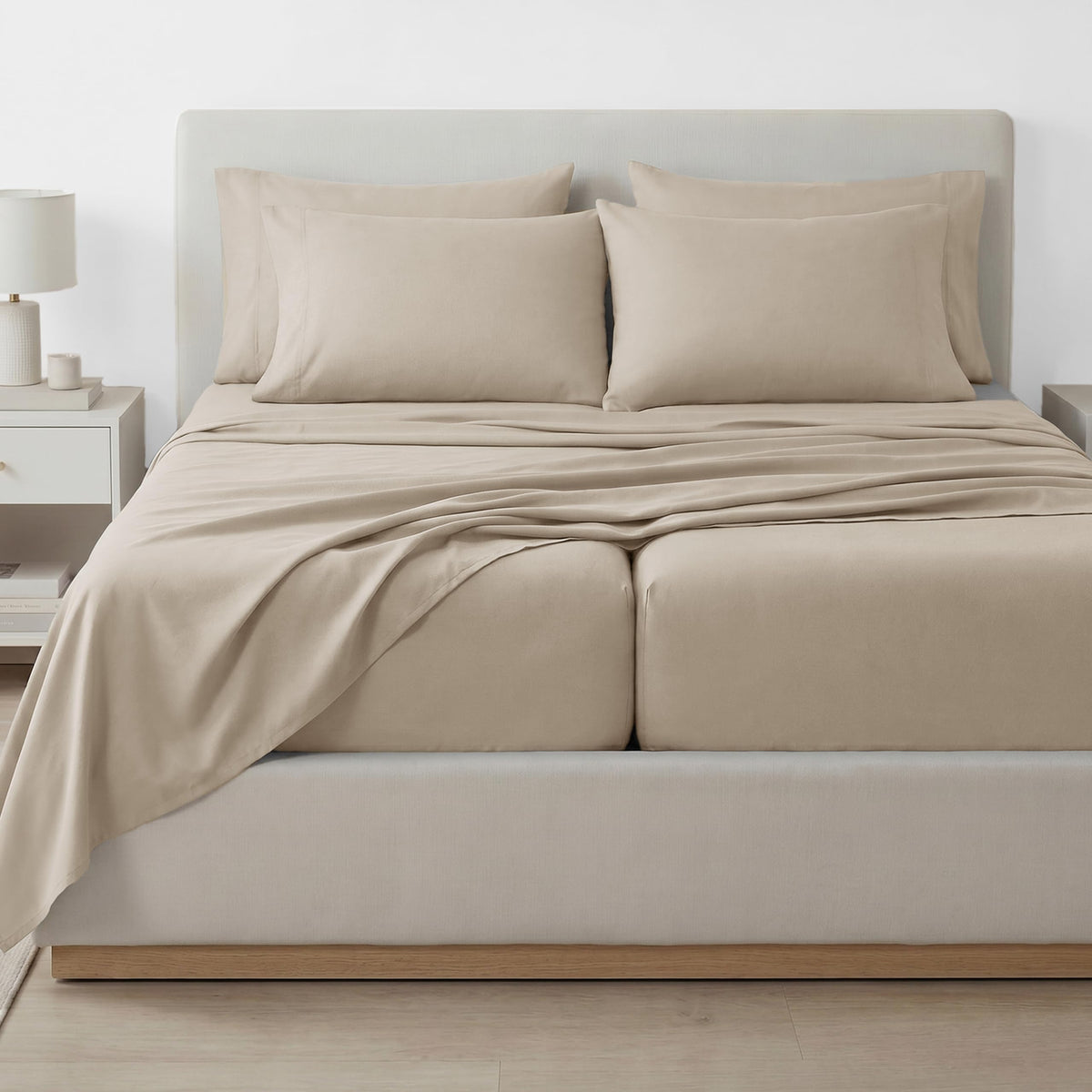 Southshore Fine Living, Inc. 4-Piece, 21-Inch Deep Pocket Twin Sheets Set with Fitted Sheet, Soft Microfiber, Oversized Flat Sheet, 2 Pillow Cases Standard Size, Hotel Collection Twin Bed White Sheets