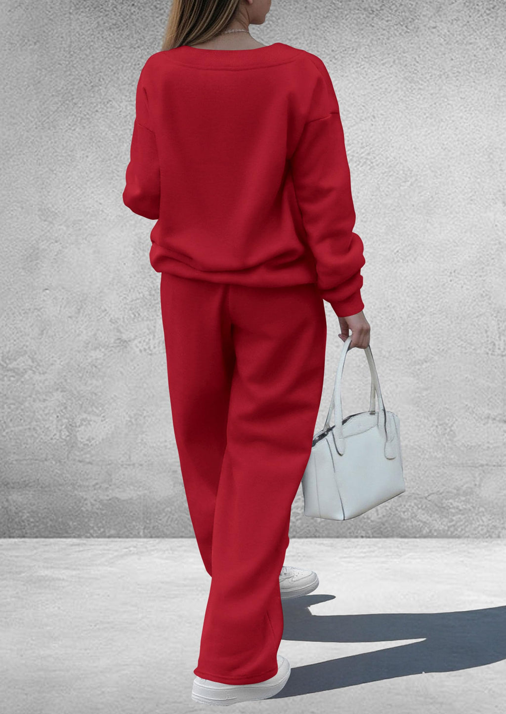 PRETTYGARDEN Casual Winter Two Piece Sets for Women 2026 V Neck Sweatshirt Loose Wide Leg Pants Tracksuit Knit Fall Outfits