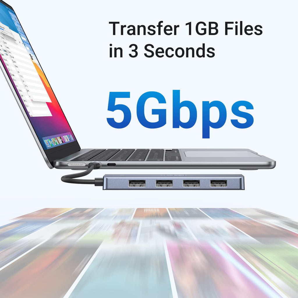 UGREEN USB C to USB A Hub with 4 USB 3.0 for Laptop, MacBook Pro/Air, Mac mini M4, iMac, iPad Pro, Chromebook, Dell XPS, Galaxy S23, and More, 0.5FT