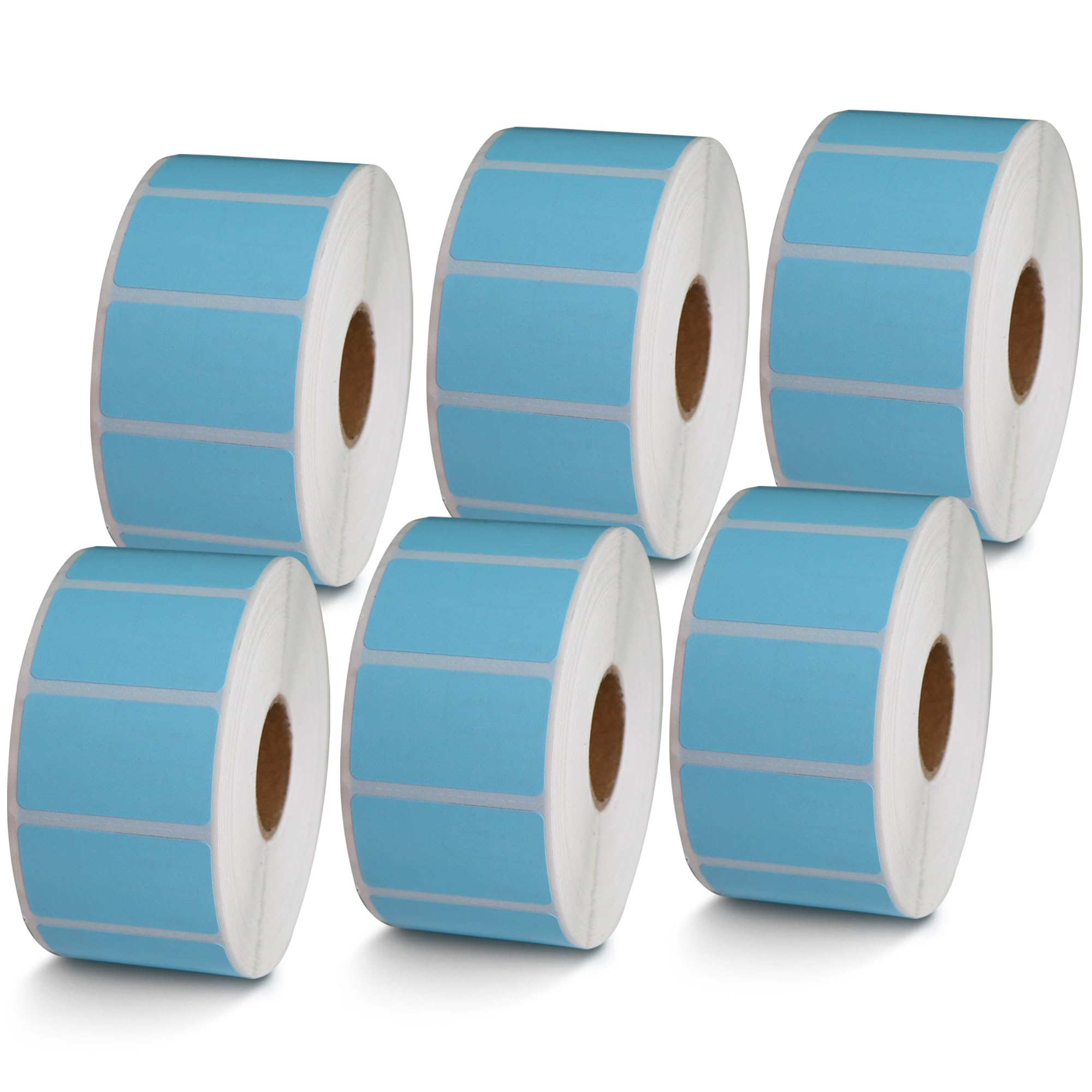 BETCKEY - 1" x 0.5" Small Labels Compatible with Zebra & Rollo Label Printer, Premium Adhesive & Perforated[Light Blue, 6 Rolls, 14580 Labels]