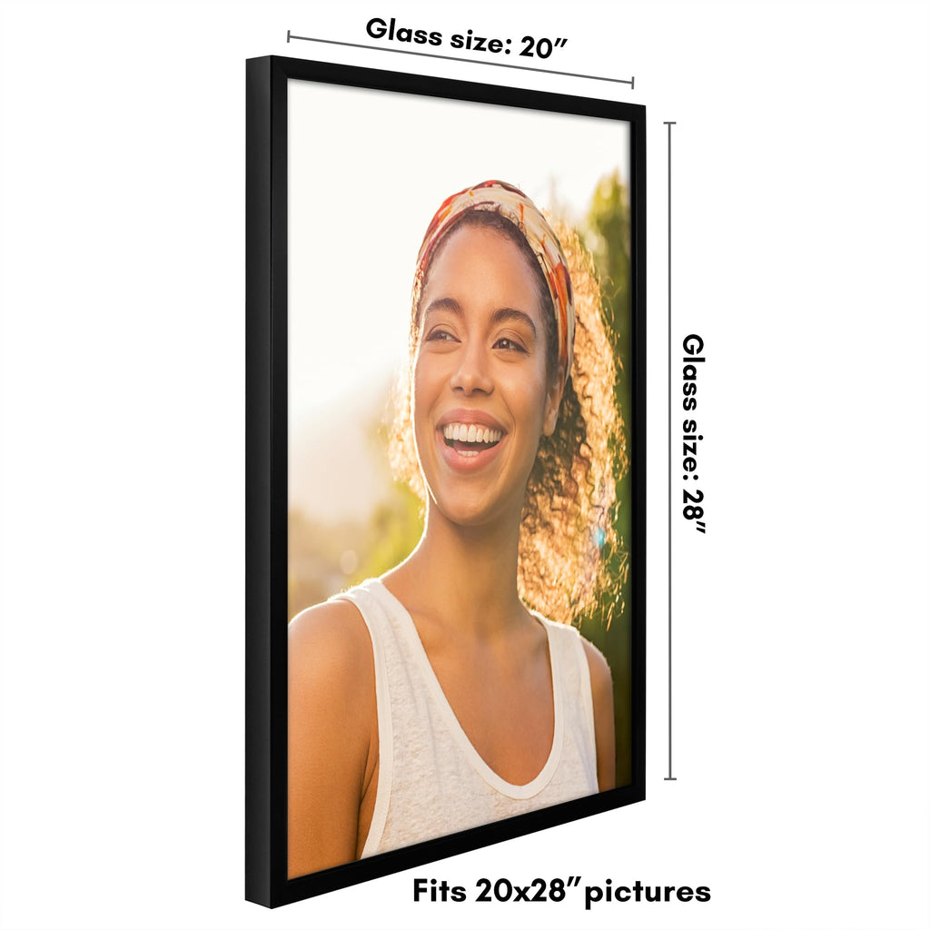Americanflat 5x7 Picture Frame with Shatter-Resistant Glass - Soho Collection - Gallery Style Deep Molding Picture Frames for Tabletop and Wall Display - Black