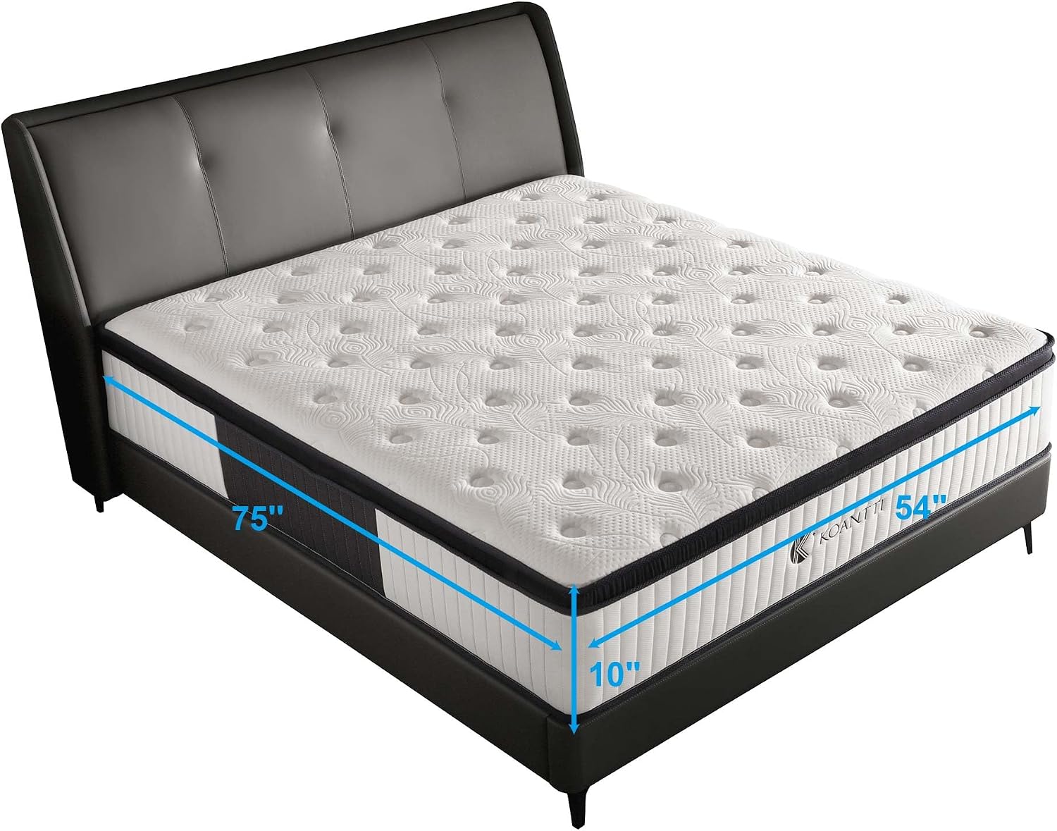 KOANTTI Full Size Mattresses,10 Inch Hybrid Full Mattress in a Box with Memory Foam & Individual Pocket Spring for Edge Support,Pressure Relief,Medium Firm White Full Mattress,CertiPUR-US.