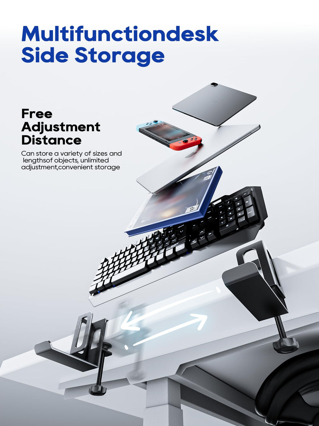 NODOCA Laptop Storage for Desk, Vertical Laptop Stand for Desk, MacBook Vertical Stand, with Headphone Holder, Desk Side Storage for MacBook/Surface/Samsung/HP/Dell[M, Black]