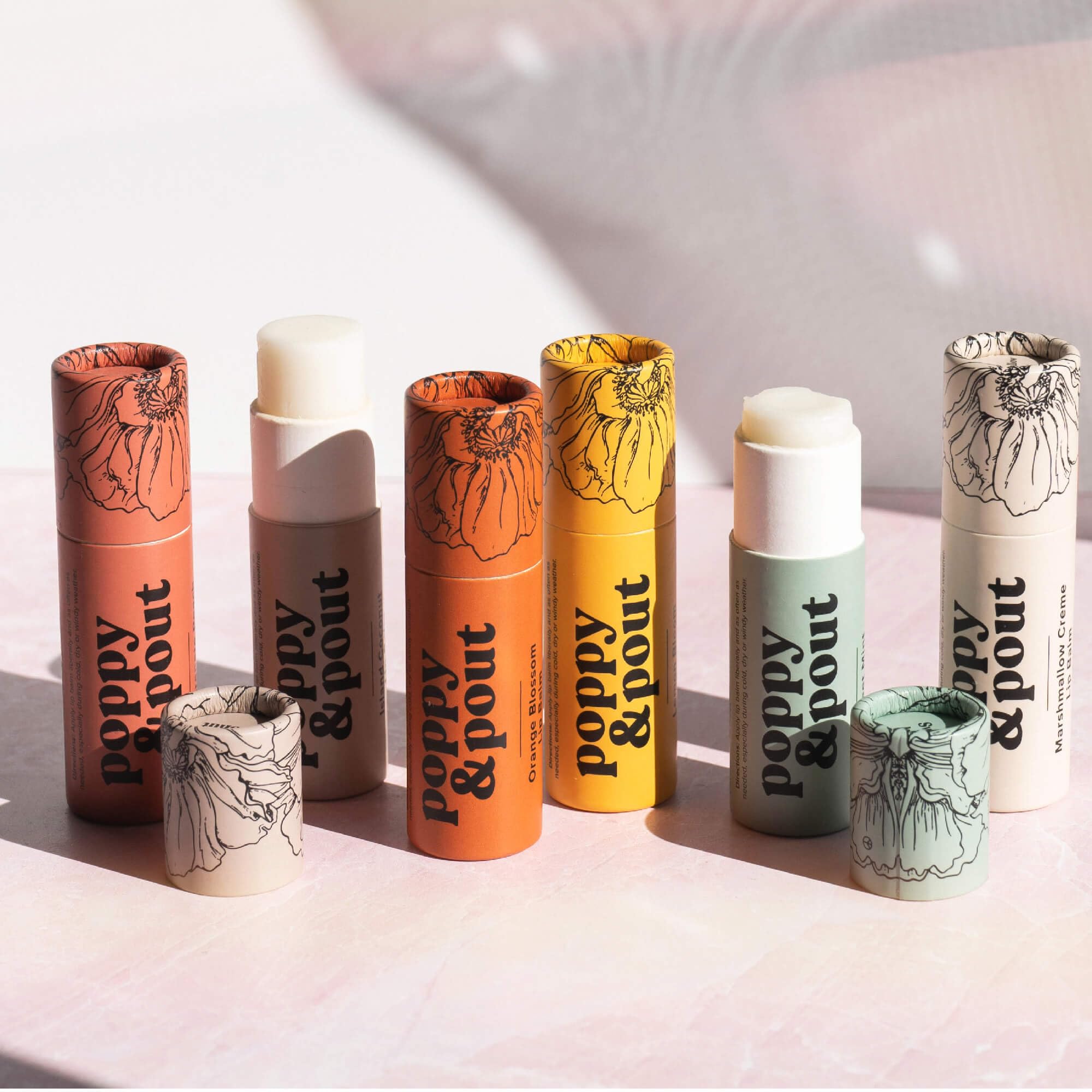 Poppy & Pout Blood Orange Mint Jumbo Lip Balm | All Natural Lip Balms & Moisturizers | Hydrates with Beeswax, Vitamin E, Organic Coconut Oil | Cruelty-Free | Lip Balm in Recyclable Cardboard Tube