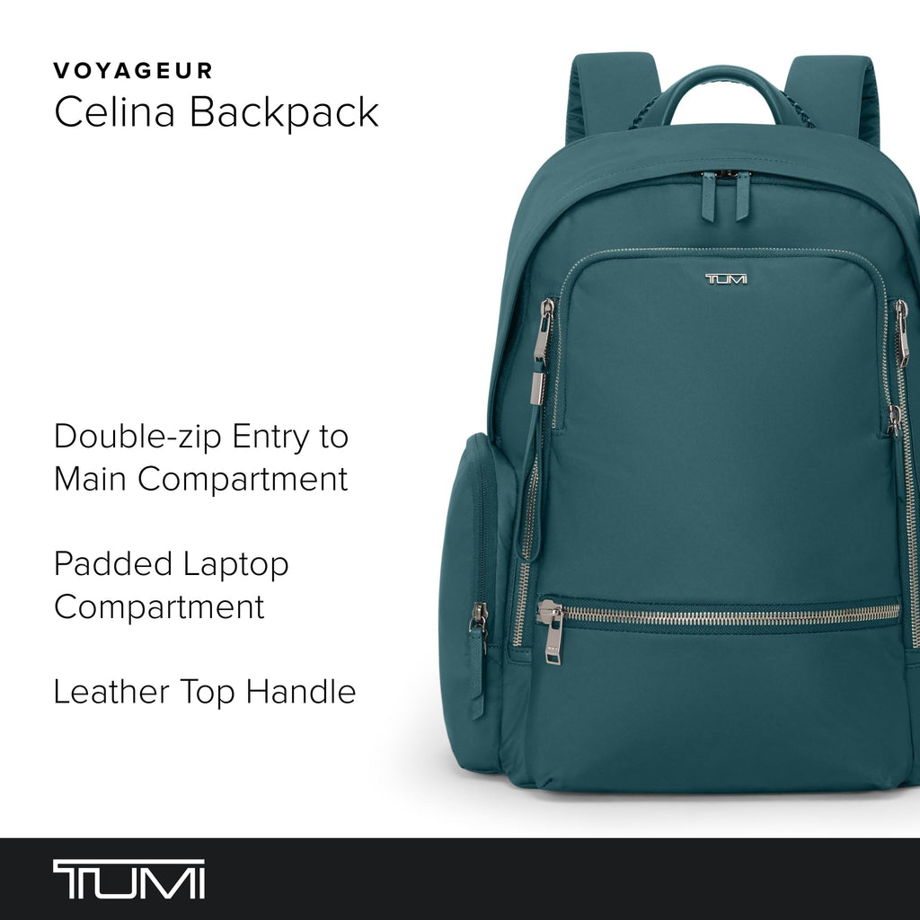 TUMI - Voyageur Celina Backpack - Women's Work and Travel Bag - 16.0" X 10.6" X 6.5" - Holds Up to 16" Laptop - Black & Gold Hardware