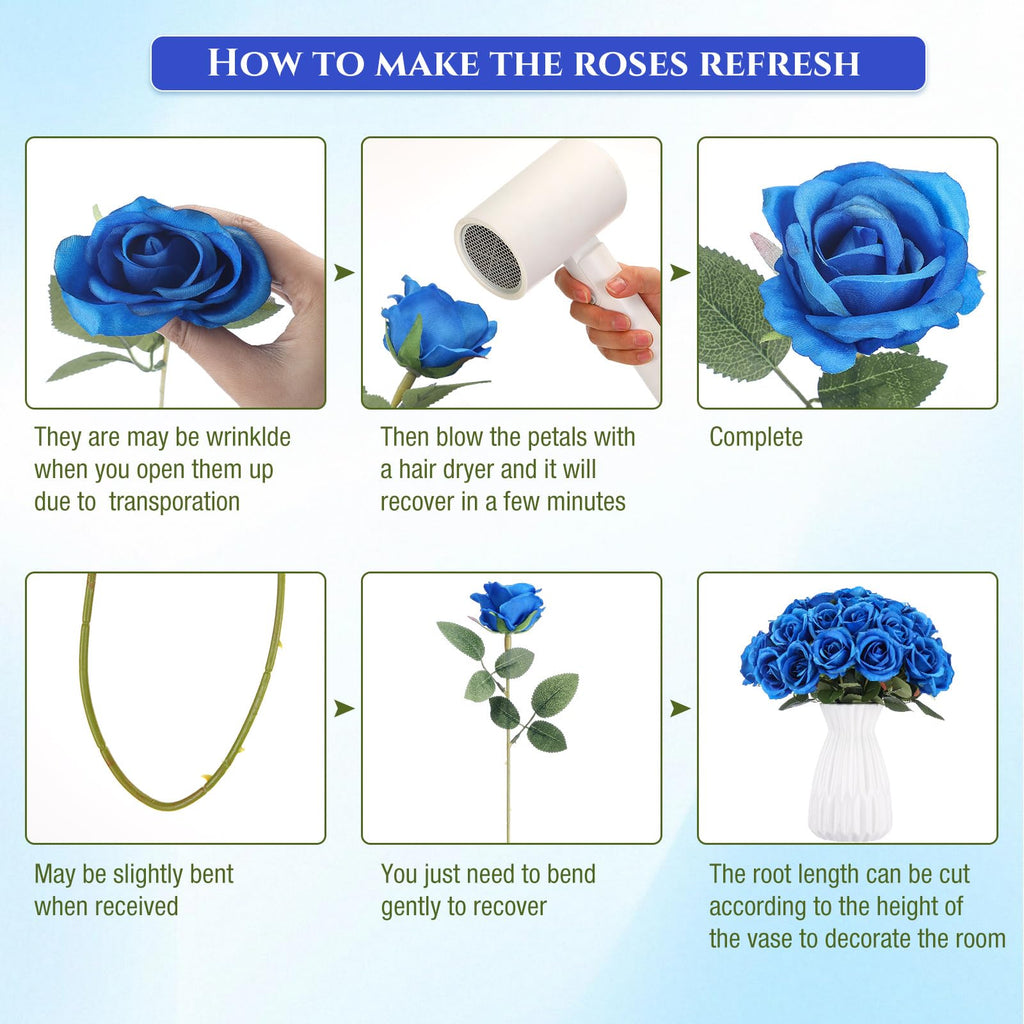 Jexine 100 Pieces Artificial Roses Flowers Bulk, Long Stem Realistic Fake Silk Roses Bouquet for Table Centerpiece Vases Wedding Party Kitchen Decor(Beige)