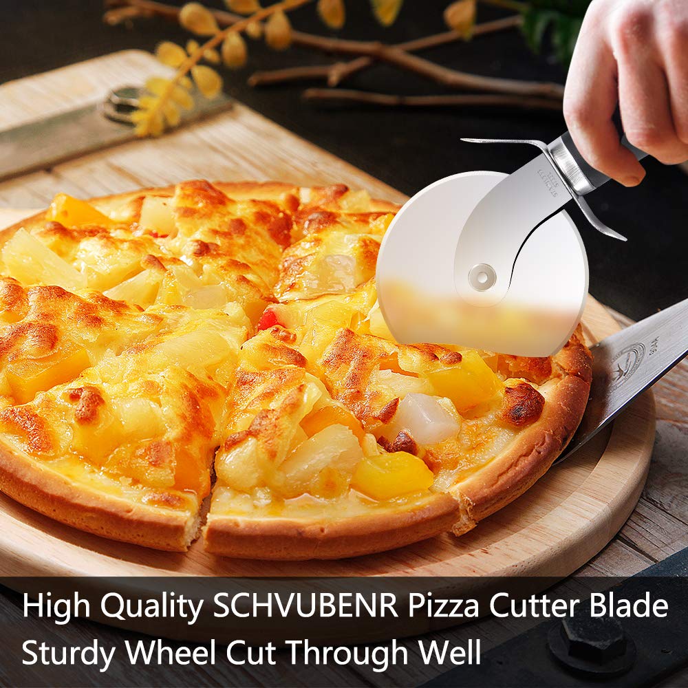 SCHVUBENR Premium Pizza Cutter Wheel - Ultra Sharp Stainless Steel Pizza Slicer with Non-Slip Soft Grip Handle - Multi-Purpose Cutter for Pizza, Dough & Pastry - Dishwasher Safe, Easy to Clean - Black